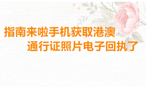 指南来啦！手机获取港澳通行证自拍回执了