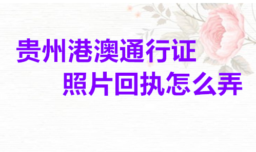贵州港澳通行证照片回执怎么弄？